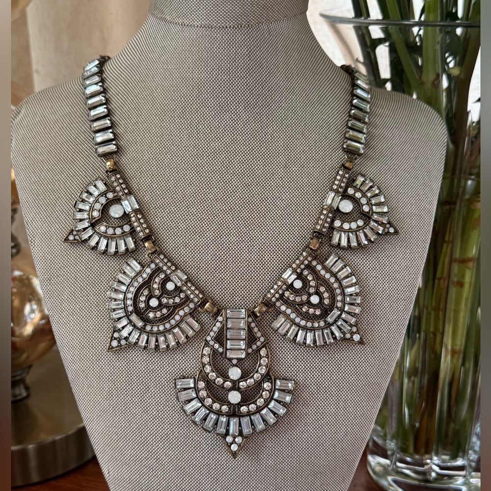 BaubleBar x Olivia Palermo Crystal and Gold Statement Necklace